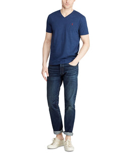 Polo Ralph Lauren Classic-fit V Neck T-shirt Monroe Blue Heather thumbnail 3