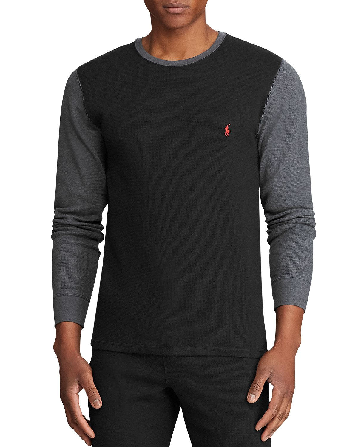 Polo Ralph Lauren Color-block Long-sleeve Crewneck Tee Black