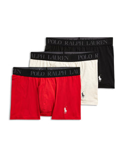 Polo Ralph Lauren Cotton Stretch 4d-flex Lightweight Trunks Pack Of 3 Red/Sand/Black thumbnail 1