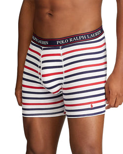 Polo Ralph Lauren Cotton-blend 4-way Stretch Classic-fit Boxer Briefs Pack Of 3 Navy/White/Light Blue thumbnail 4