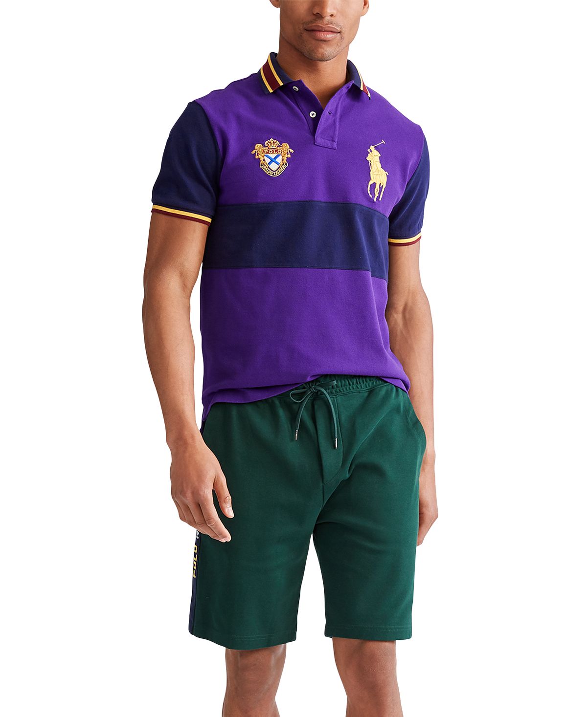 Polo Ralph Lauren Custom Slim Fit Big Pony Mesh Polo Shirt Chalet Purple Multi