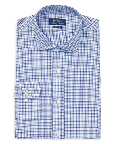 Polo Ralph Lauren Estate Plaid Slim Fit Dress Shirt Blue/White