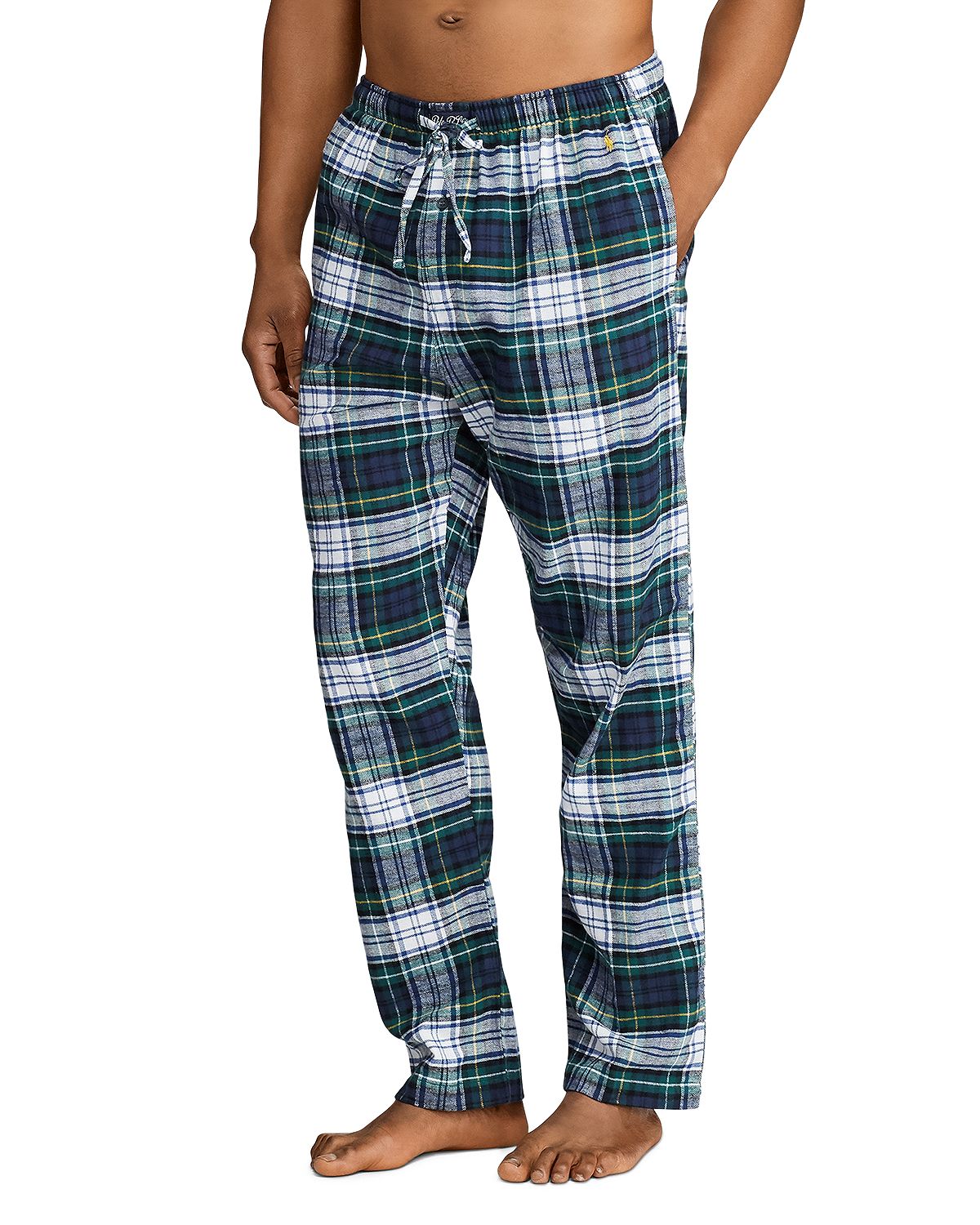 Polo Ralph Lauren Flannel Classic Pajama Pants Blue Gold Plaid