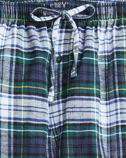 Polo Ralph Lauren Flannel Classic Pajama Pants Blue Gold Plaid thumbnail 2