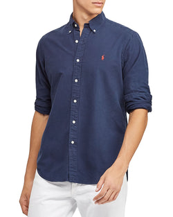 Polo Ralph Lauren Garment-dyed Slim Fit Button-down Shirt Navy thumbnail 1