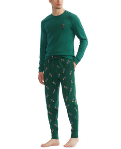 Polo Ralph Lauren Knit Allover Logo Jogger Pajama Pants Green thumbnail 3