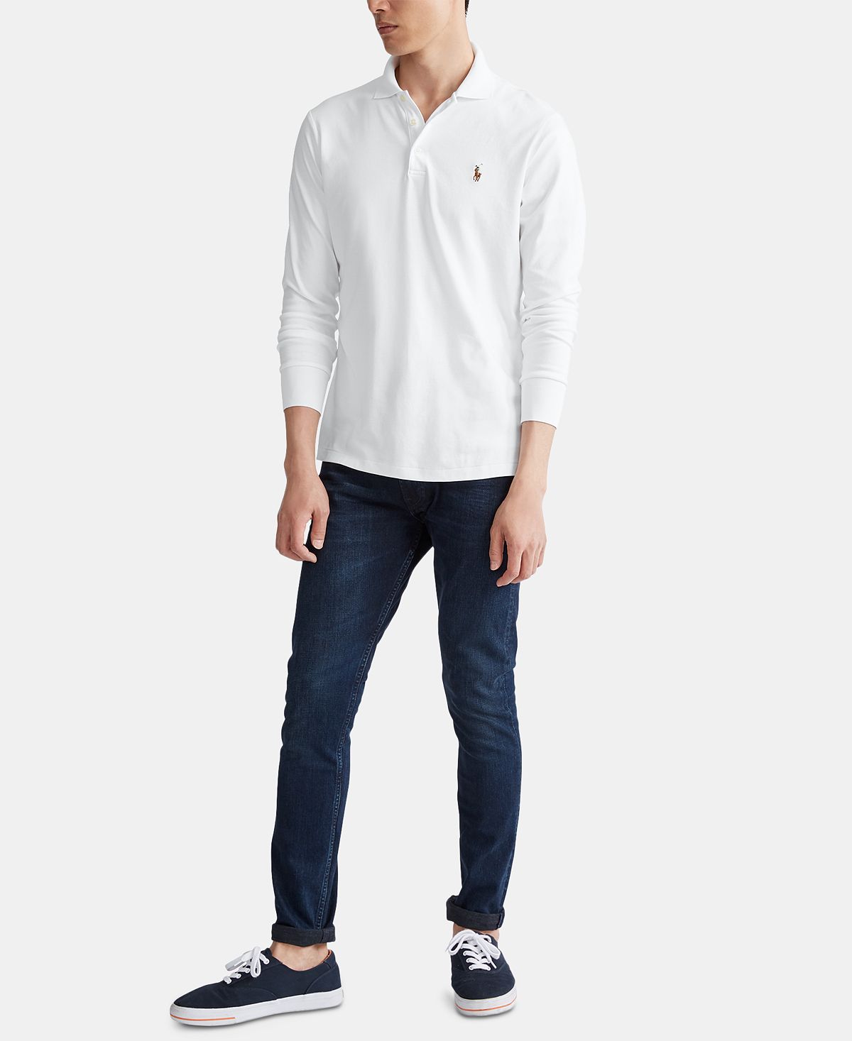 Polo Ralph Lauren Long Sleeve Soft Cotton Polo Shirt White