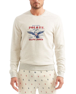 Polo Ralph Lauren Long-sleeve Graphic Waffle-knit Pajama Shirt Oatmeal Heather thumbnail 1