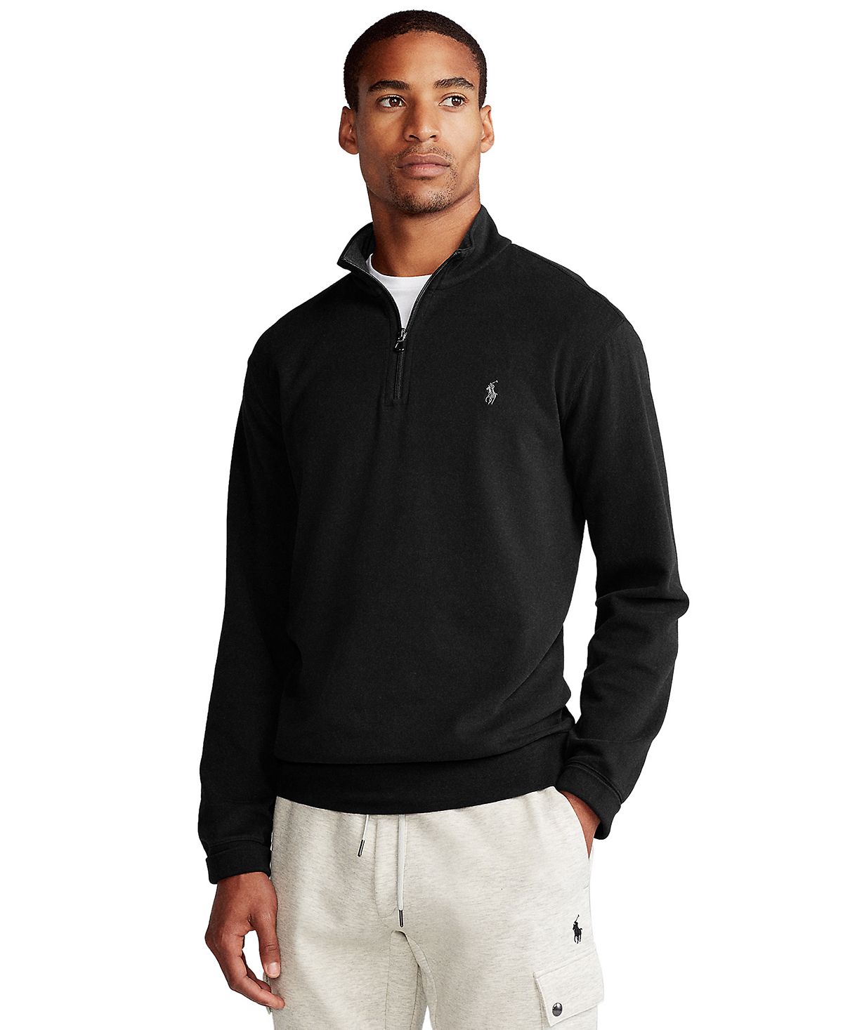 Polo Ralph Lauren Luxury Jersey Quarterzip Pullover Polo Black CheapUndies