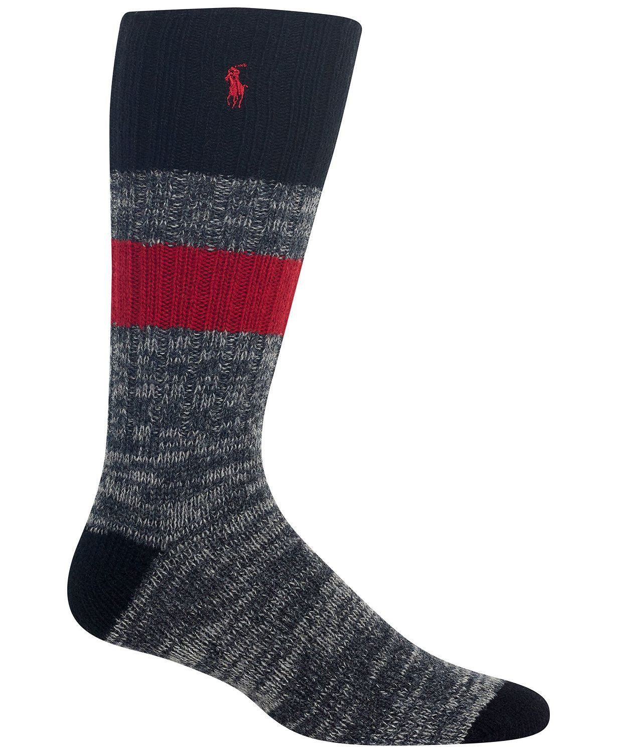 Polo Ralph Lauren Marled Colorblocked Boot Socks Black