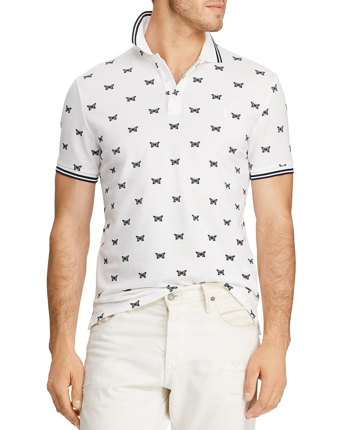 Polo Ralph Lauren Mesh Custom Slim Fit Polo Shirt White