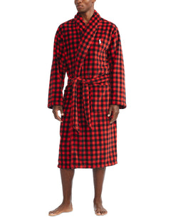 Polo Ralph Lauren Microfiber Plush Shawl Collar Robe Red Buffalo Plaid thumbnail 2
