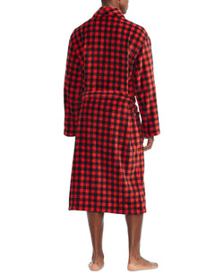 Polo Ralph Lauren Microfiber Plush Shawl Collar Robe Red Buffalo Plaid thumbnail 3