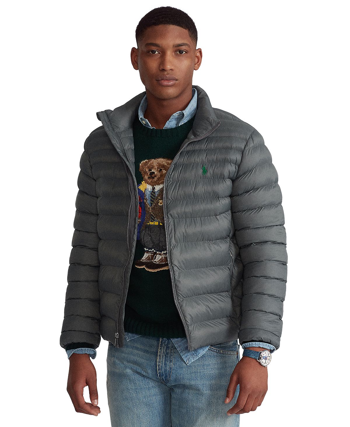 Polo Ralph Lauren Packable Quilted Jacket Charcoal Grey
