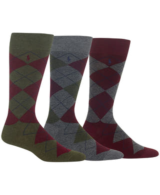 Polo Ralph Lauren Ralph Lauren Socks Dress Argyle Crew 3 Pack Socks Olive/maroon