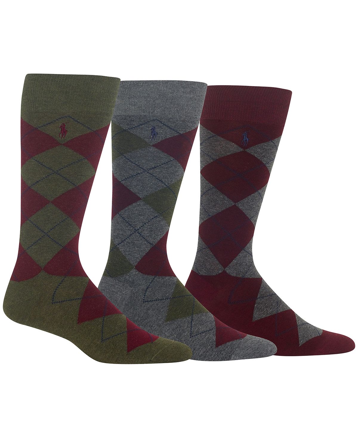 Polo Ralph Lauren Ralph Lauren Socks Dress Argyle Crew 3 Pack Socks Olive/maroon