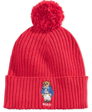 Polo Ralph Lauren Ski Bear Pom-pom Hat Tudor Red Ski Bear