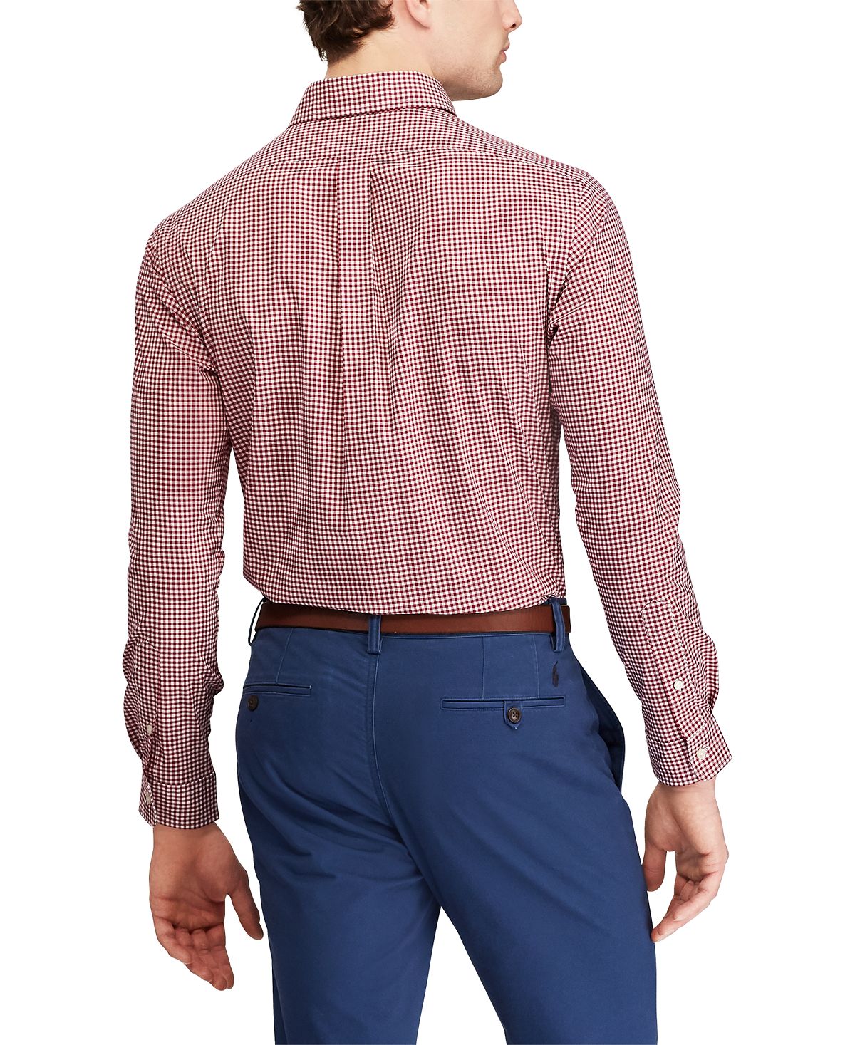 Polo Ralph Lauren Slim Fit Poplin Button Down Shirt Burgundy/White