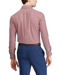 Polo Ralph Lauren Slim Fit Poplin Button Down Shirt Burgundy/White thumbnail 3