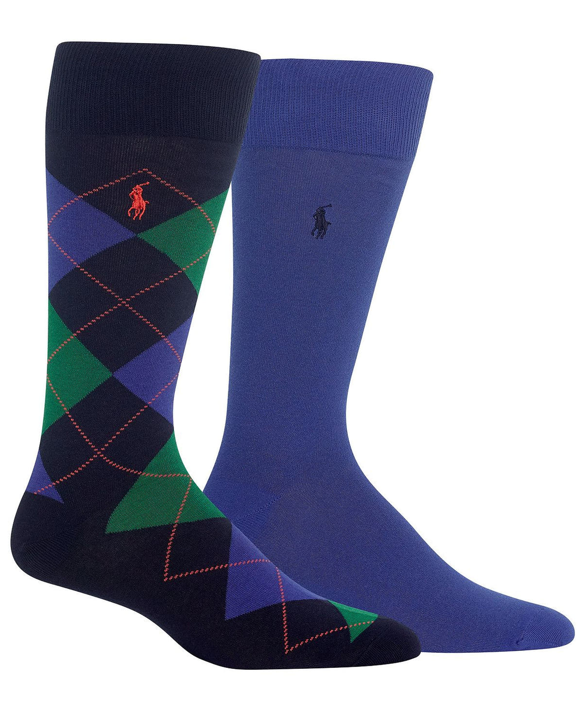 Polo Ralph Lauren Socks Dress Argyle Crew 2 Pack Blue