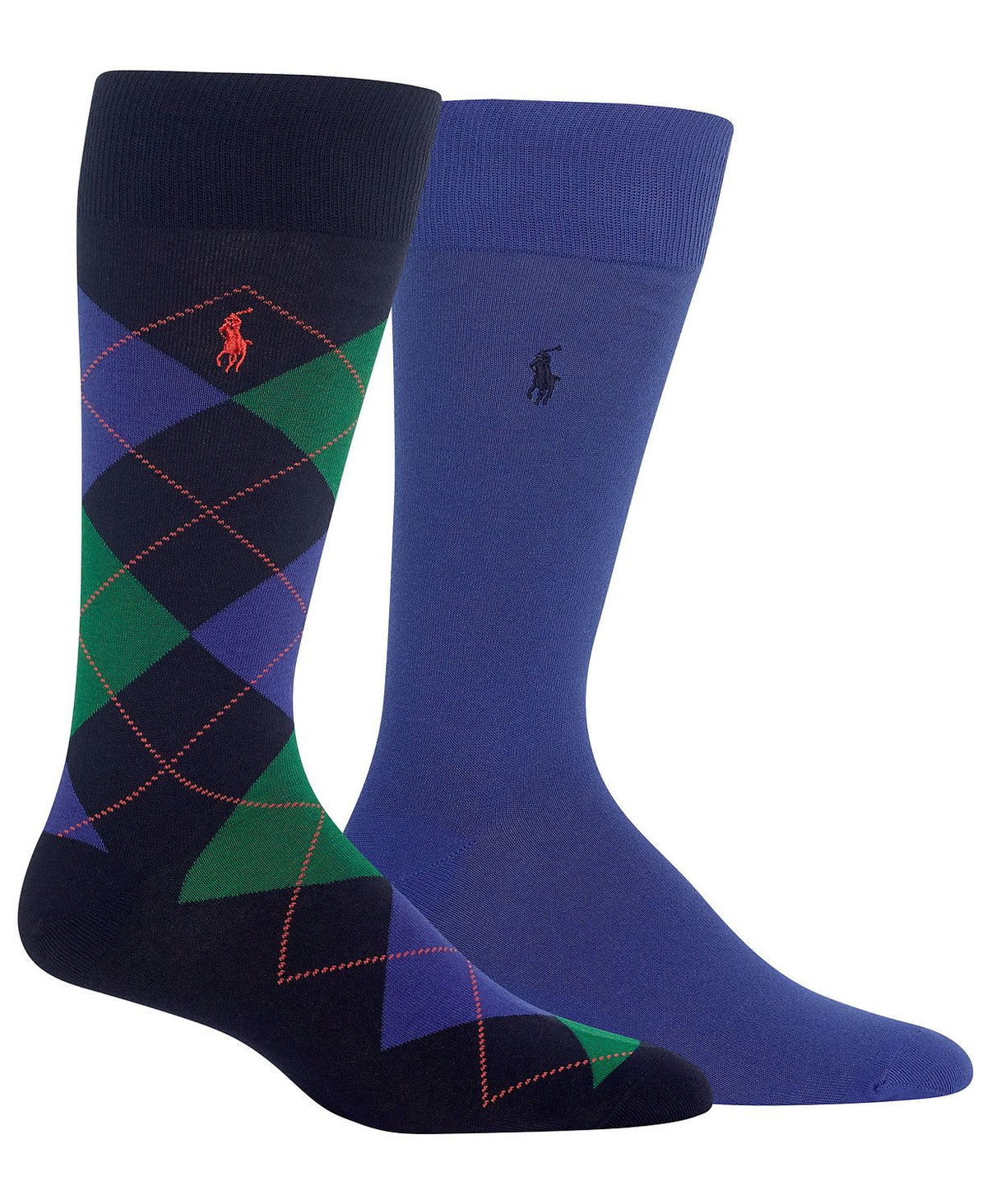 Polo Ralph Lauren Socks Dress Argyle Crew 2 Pack Blue