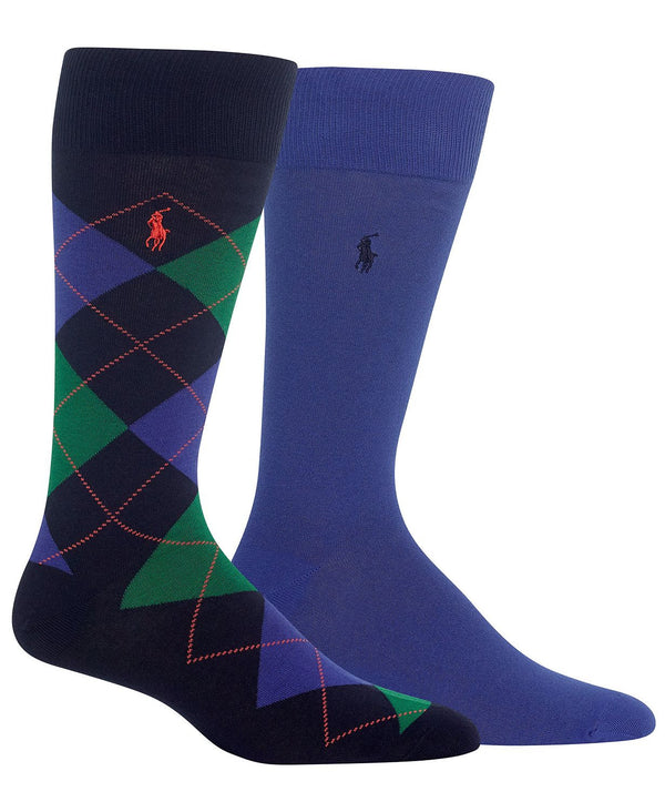 Polo Ralph Lauren Socks Dress Argyle Crew 2 Pack Blue