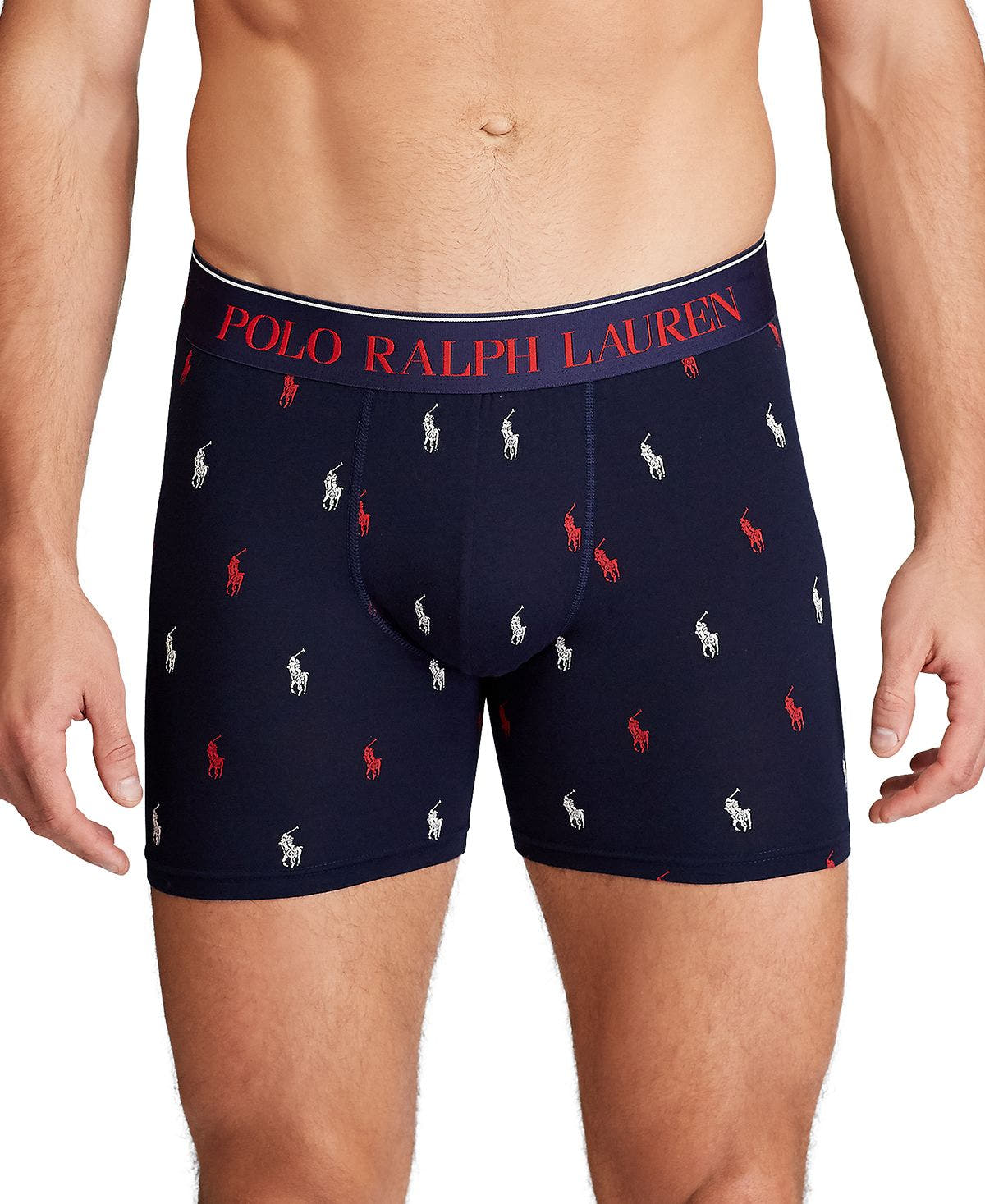 Polo Ralph Lauren Stretch Jersey Boxer Brief Cruise Navy W/red & White Pp