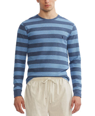 Polo Ralph Lauren Striped Long-sleeve Sleep T-shirt Royal Heather/River Blue
