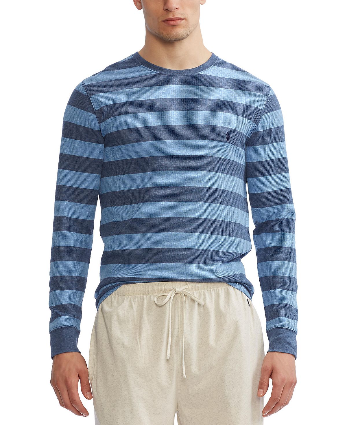 Polo Ralph Lauren Striped Long-sleeve Sleep T-shirt Royal Heather/River Blue