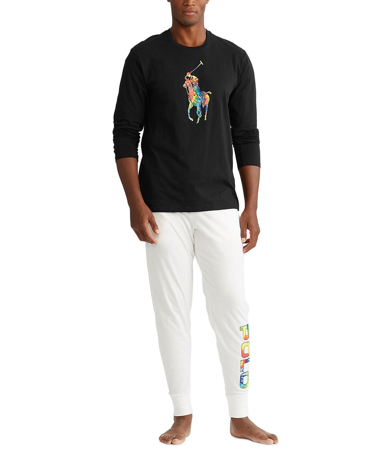 Polo Ralph Lauren Tie-dye Big Pony Logo Lightweight Pajama Top Polo Black