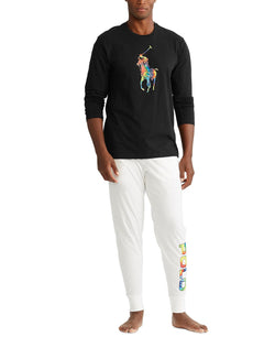 Polo Ralph Lauren Tie-dye Big Pony Logo Lightweight Pajama Top Polo Black thumbnail 2
