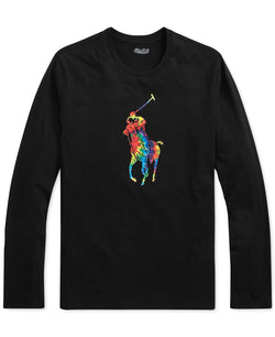 Polo Ralph Lauren Tie-dye Big Pony Logo Lightweight Pajama Top Polo Black thumbnail 3