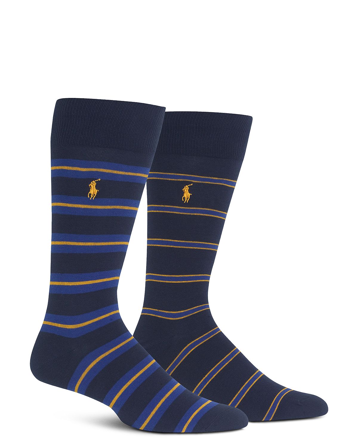 Polo Ralph Lauren Wide Striped Socks Pack Of 2 Navy