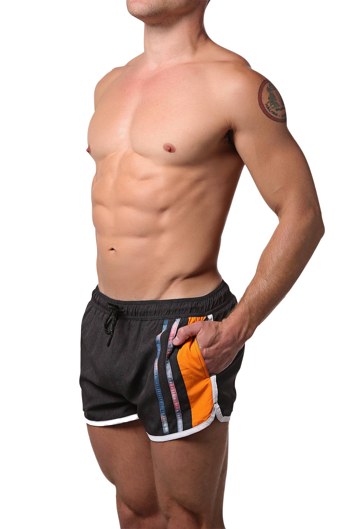 PoolBoy Charcoal Retro Side Split Short