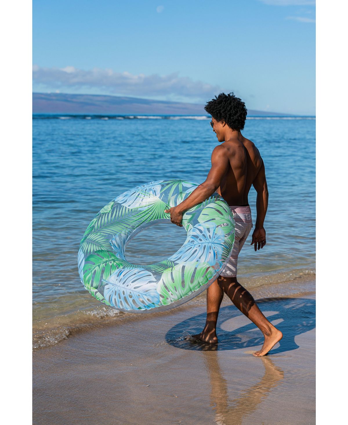 Poolcandy Resort Collection48" Jumbo Pool Tube With Palm Print Palm Pattern