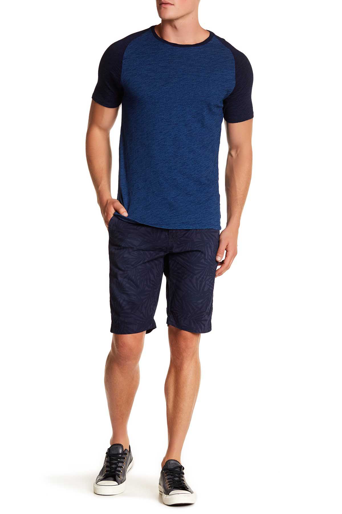 Pop Icon Dark Blue Leaf Flat Front Short