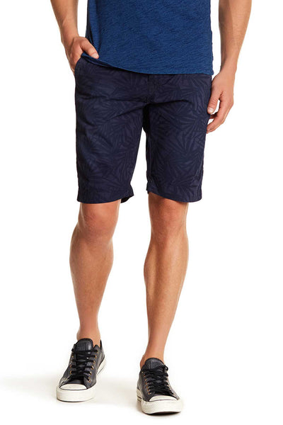 Pop Icon Dark Blue Leaf Flat Front Short
