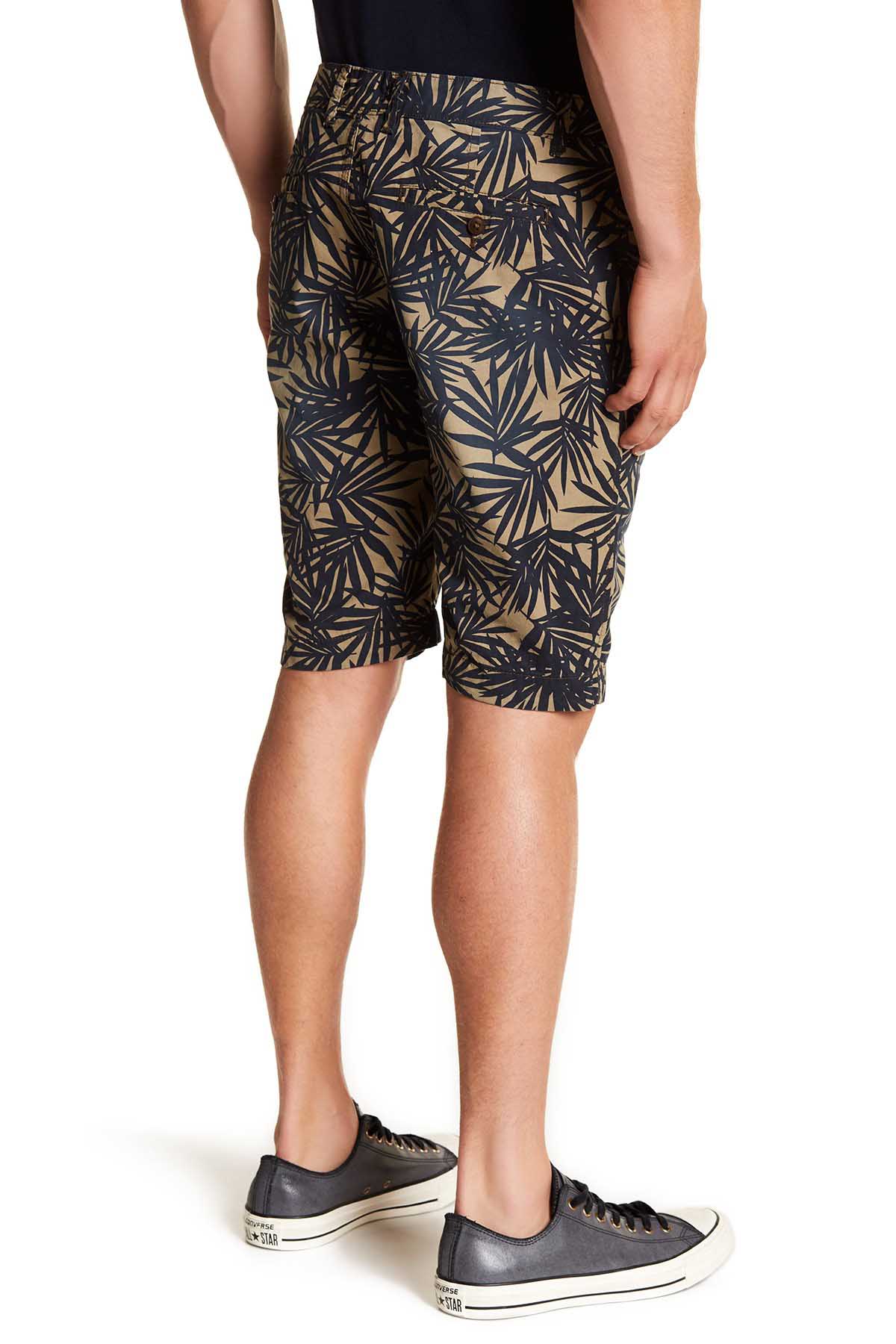 Pop Icon Khaki Leaf Flat Front Short