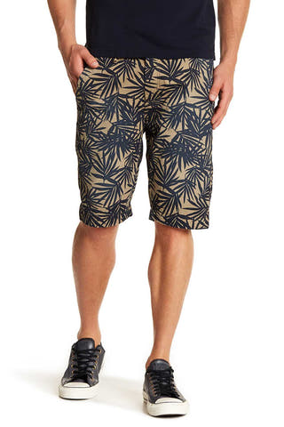 Pop Icon Khaki Leaf Flat Front Short