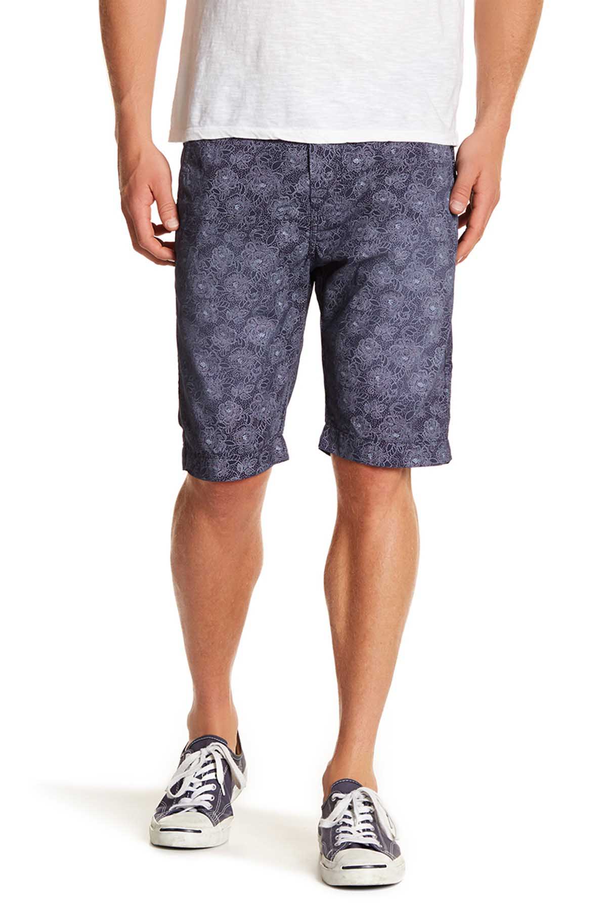 Pop Icon Navy Floral Flat Front Short