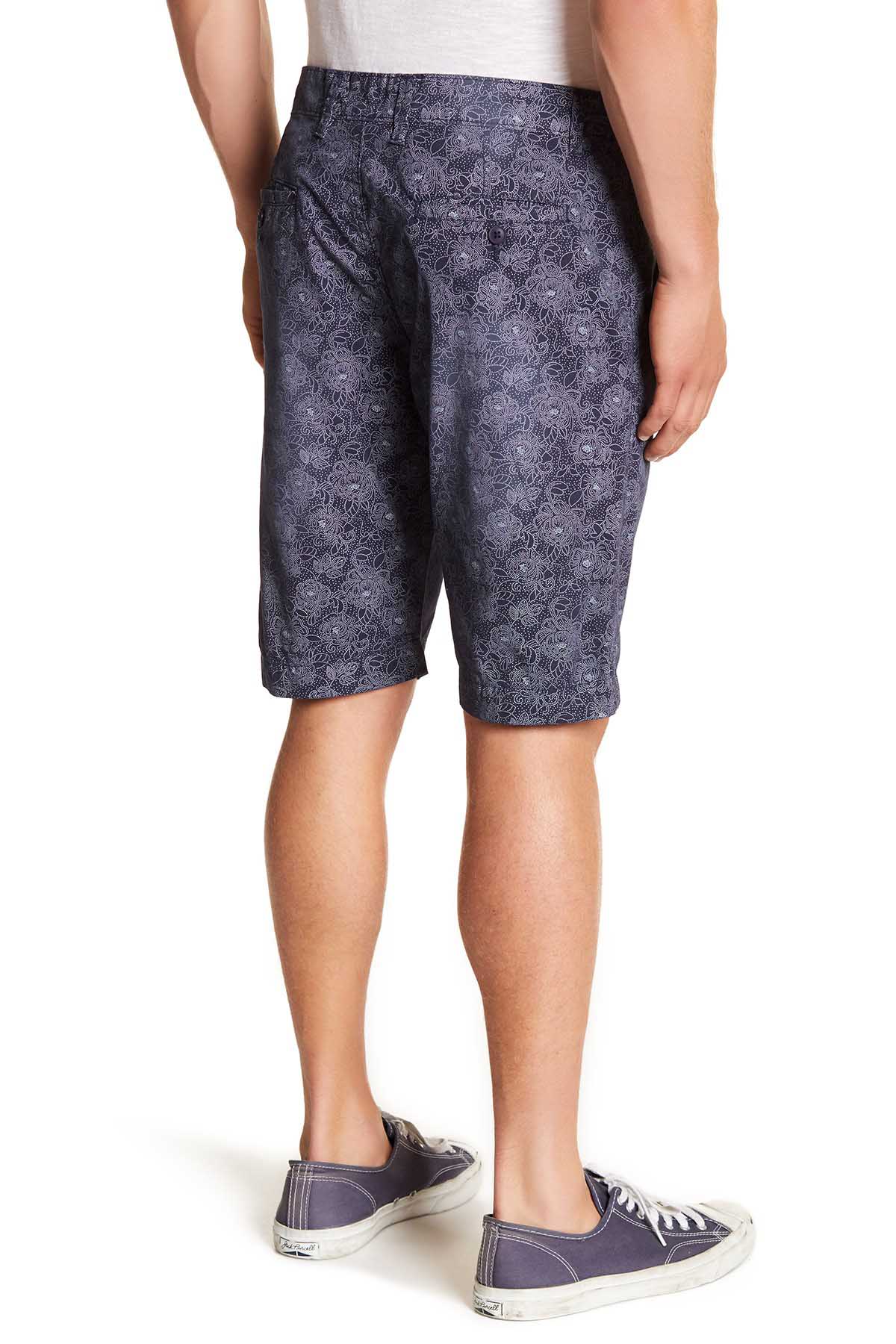 Pop Icon Navy Floral Flat Front Short