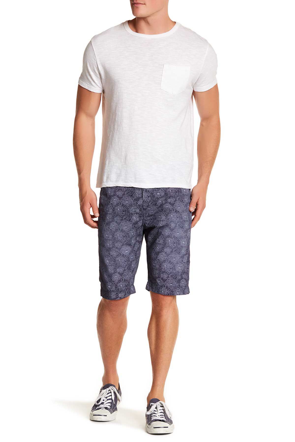 Pop Icon Navy Floral Flat Front Short