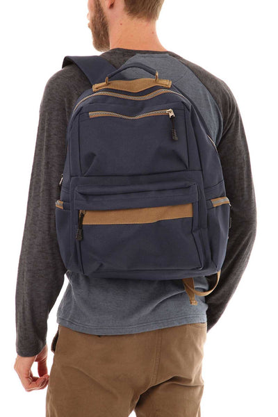 Premium Xpressions Navy/Camel Laptop-Sleeve Backpack