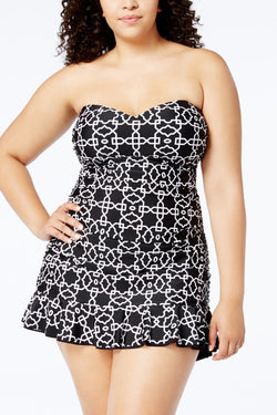 Profile By Gottex PLUS Black Casablanca Tummy-Control Convertible Swimdress thumbnail 1