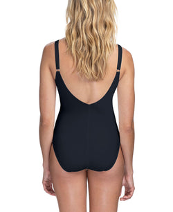 Profile By Gottex Roulette V-neck Tummy Control One Piece Swimsuit Black thumbnail 3