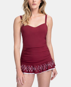 Profile By Gottex Tutti Frutti Lasercut Swimdress Available In D Cup Merlot thumbnail 1