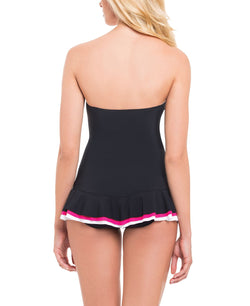 Profile By Gottex Tutti Frutti Strapless Tummy-control Swimdress Black/Pink thumbnail 2