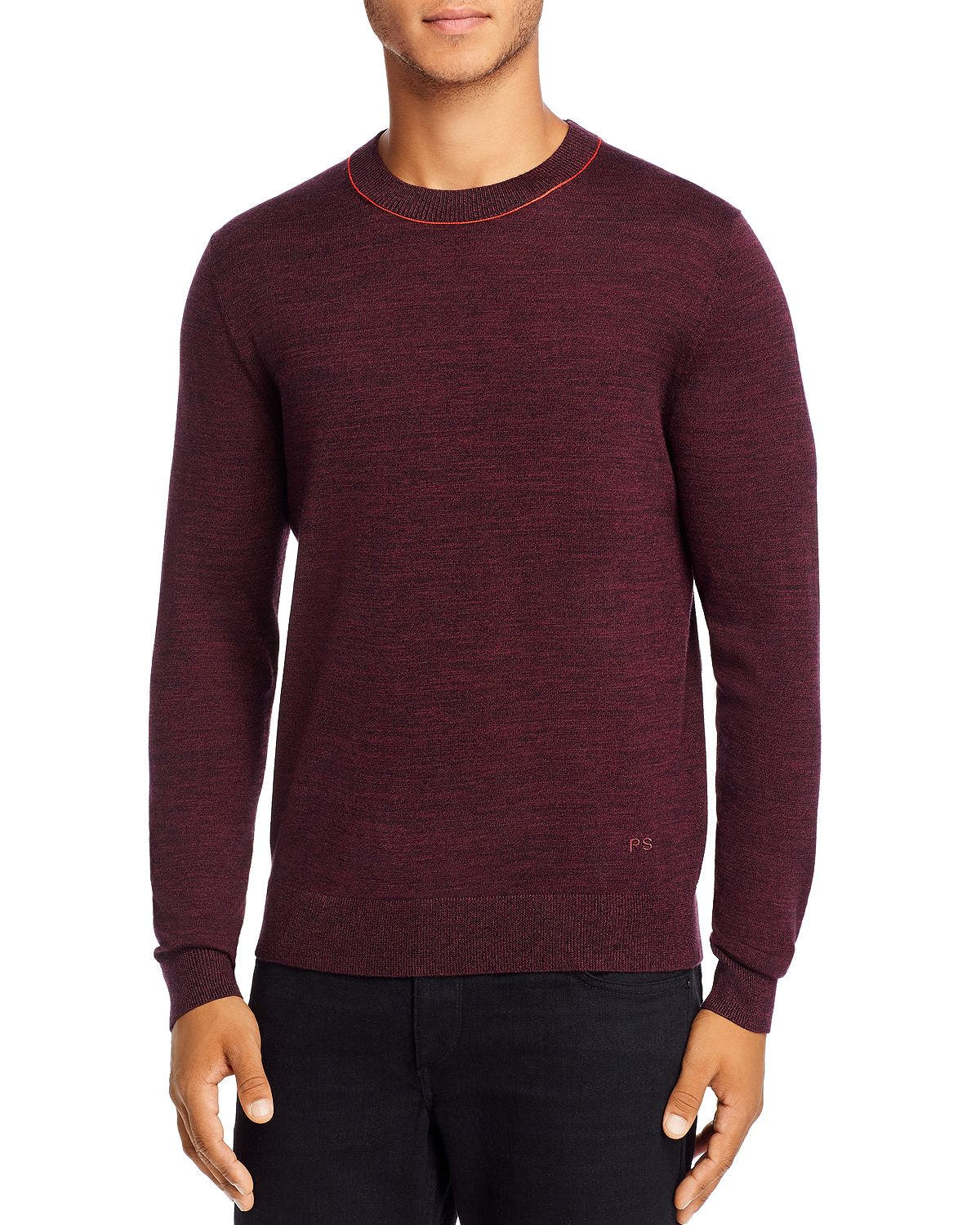 Ps Paul Smith Contrast Trim Merino Wool Pullover Sweater Burgundy