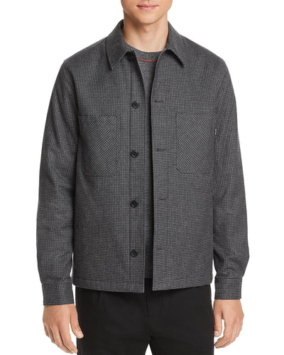 Ps Paul Smith Micro-houndstooth Shirt Jacket Gray Black