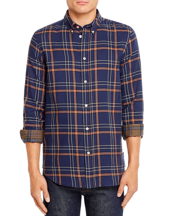 Ps Paul Smith Plaid Tailored Regular Fit Button-down Shirt Navy